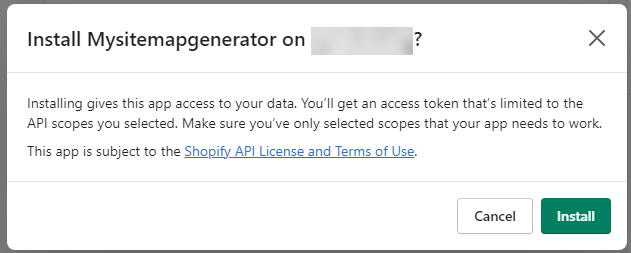 Shopify confirm app intallation